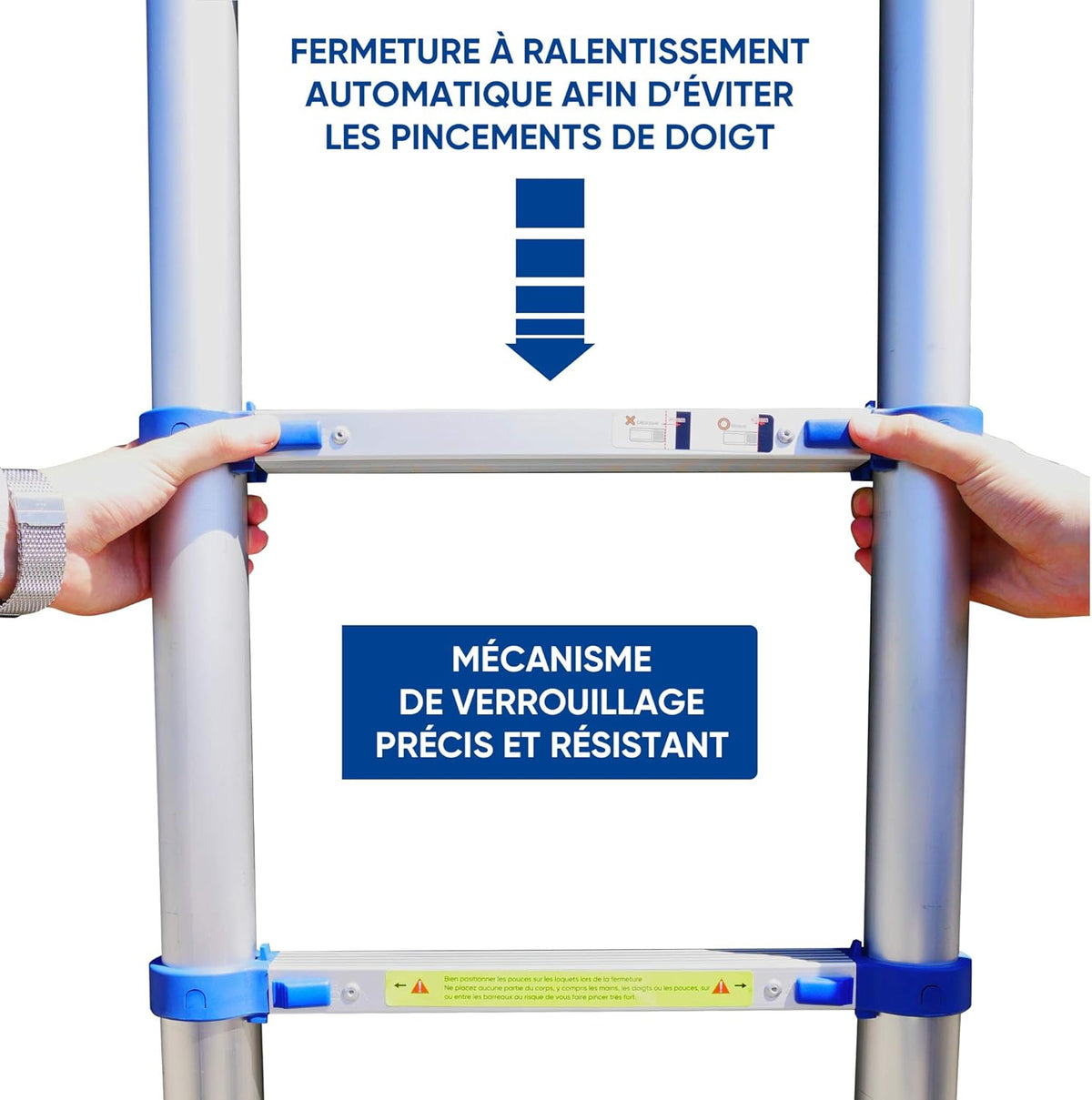 K • Lutech Telescoopladder, inklapbaar, gemaakt van hoogwaardig aluminium, gecertificeerd tot 150 kg, EN131 CE (260 cm)