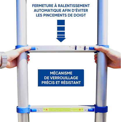 K • Lutech Telescoopladder, inklapbaar, gemaakt van hoogwaardig aluminium, gecertificeerd tot 150 kg, EN131 CE (260 cm)