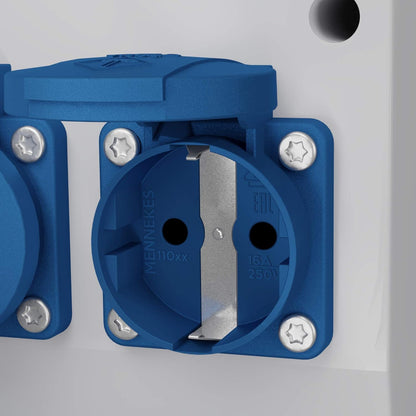 Stroomverdeler IP54 TD-S/FI met 8 x 230 Mennekes stopcontacten, wandverdeler, stekkerverdeler, bouwstroomverdeler, doktervolt