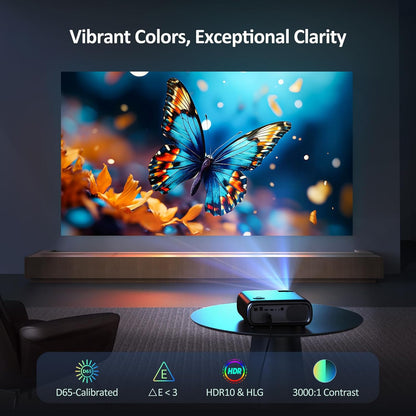 NexiGo PJ40 (Gen 3) Projector met WiFi en Bluetooth, D65 Gekalibreerd, Native 1080P, Ondersteuning voor 4K, Projector voor Buitenfilms, 20W Speakers, Compatibel met TV Stick, iOS, Android