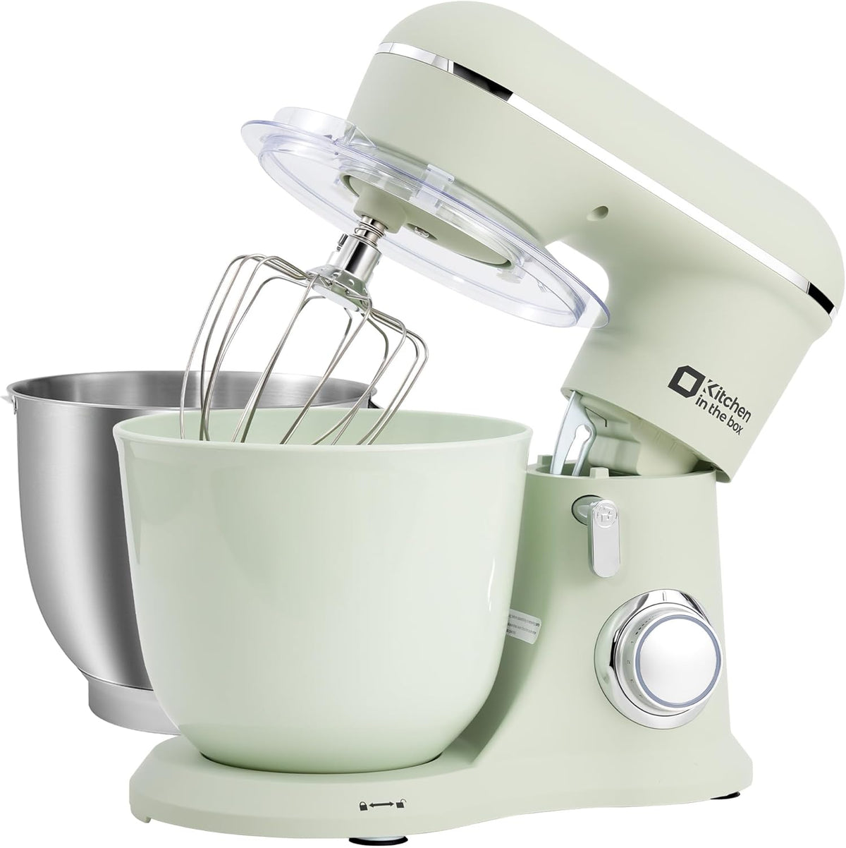 Kitchen in the Box Keukenmachine, 1300W, 10 snelheden, 4.5L + 5L mengkommen, elektrische standmixer met garde, klopper en deeghaak (Groen, 4.5L)
