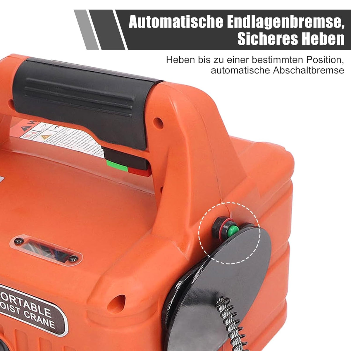 Elektrische Kabellier, 500 Kg Elektronische Kabeltakel met Draadloze Afstandsbediening, Overbelastingsbeveiliging, 7,6 M, Maximale Hefhoogte 1500 W (EU-stekker 220V)