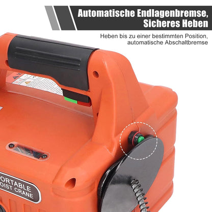 Elektrische Kabellier, 500 Kg Elektronische Kabeltakel met Draadloze Afstandsbediening, Overbelastingsbeveiliging, 7,6 M, Maximale Hefhoogte 1500 W (EU-stekker 220V)