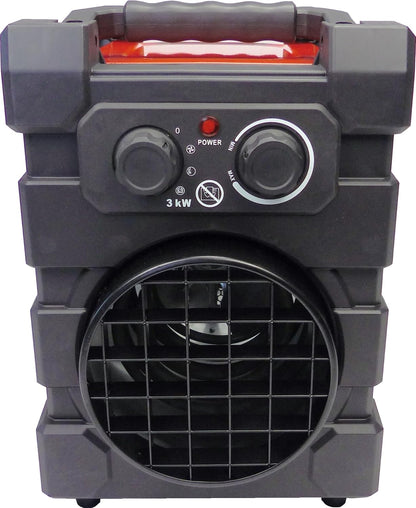 Aktobis Professionele bouwplaatsverwarming ventilatorkachel WDH-BGP03Pro met spatwaterbescherming (IP24) en een verwarmingscapaciteit van 3.000 watt (3 kW) !