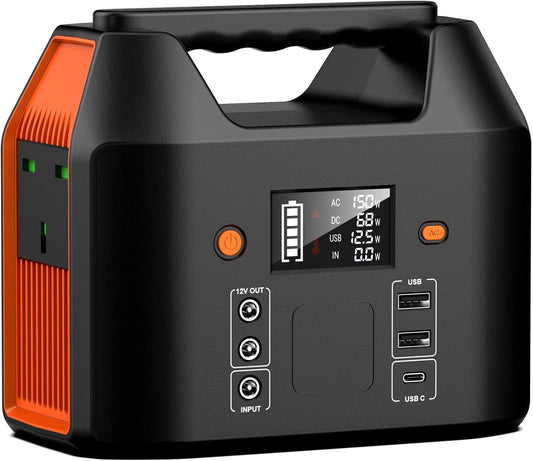 SinKeu Draagbare krachtcentrale, 27000 mAh/99 Wh zonne-generator met 230 V/150 W AC-uitgang voor kamperen, noodgevallen, outdoor, avontuur, picknick, vissen, reizen, feest, RV reis (zonnepaneel niet