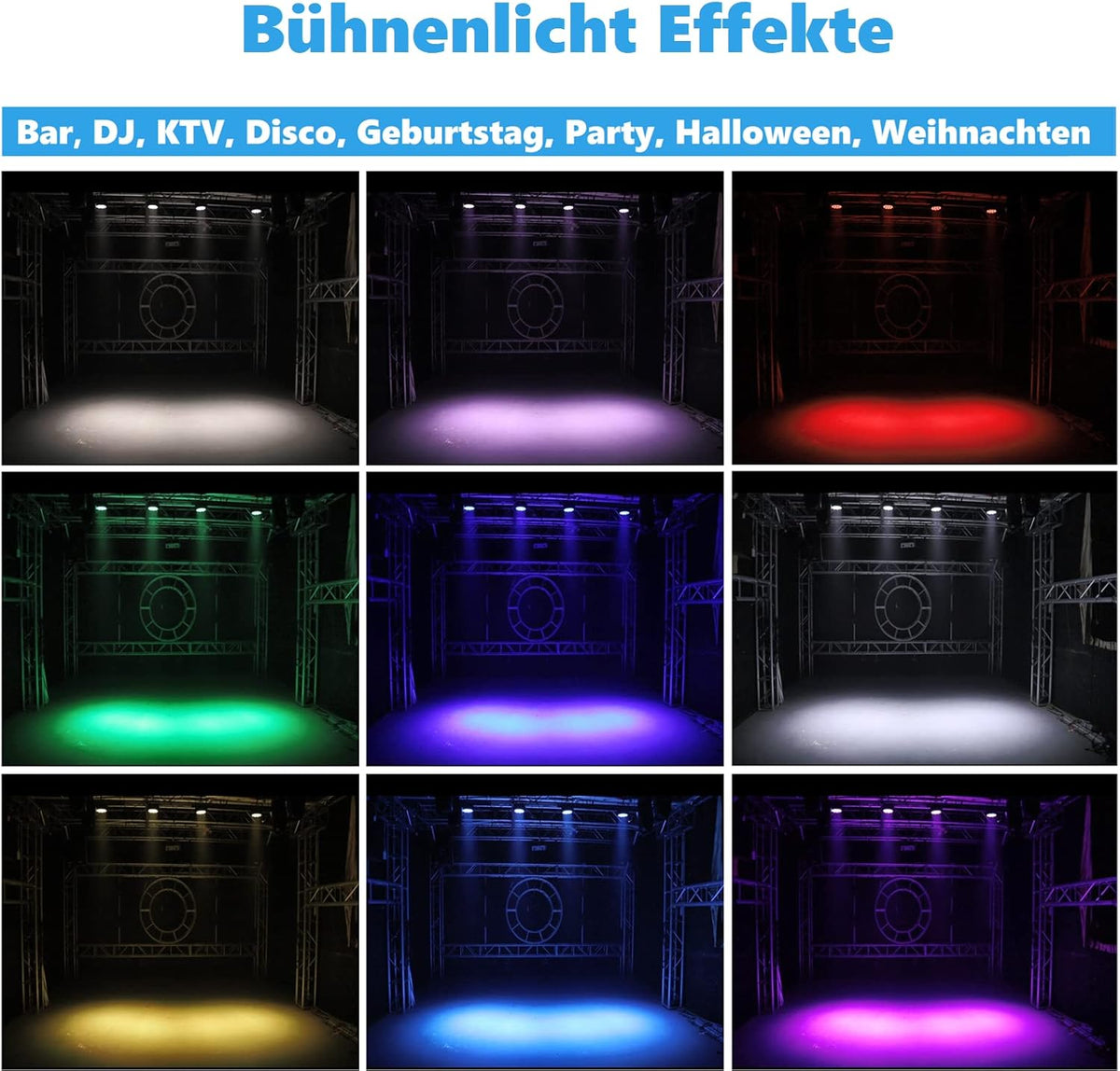 HOLDLAMP Lamps LED Stage Lights Stage Light 14 x 6W RGBW with Remote Control DMX 512 with Bracket Rainbow Effect Light for Bar DJ Disco Birthday GS Party Halloween Christmas Black - 4PCS - QUORE