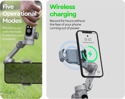Aochuan Smart X Pro De ultieme gimbalstabilisator voor smartphones | Iphone of Android | 3-assige handstabilisator met bevestigbaar statief voor ultravloeiende opnamen YouTube-vlogs en uitmuntende