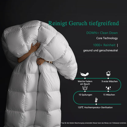 APSMILE Donzen dekbed 200 x 200 cm, dekbed voor het hele jaar, hoge wolligheid, ganzendons en veren, 100% Egyptisch katoen, mensen met allergieën, natuurlijk dekbed RDS-gecertificeerd voor dierenwol
