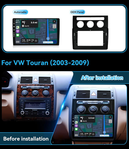 MSD Autoradio Voor VW Touran (2003-2010) | Android 15 GPS Navigation Radio | 4G+64G | CarPlay Android Auto Stuurwiel DAB 4G Dual-Band WiFi DSP Bluetooth 360-CAM | Camera | 2 Din 10.1 Inch