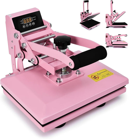 Warmteoverdrachtspers 30 x 23 cm 0-250 °C, roze T-shirt met lcd-temperatuur- en tijdregeling, hittepers voor muismatten, tassen