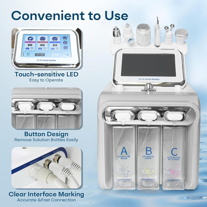 Hydrafacial Professioneel Aquafaciaal Apparaat – Waterstof-Zuurstof Schoonheidsmachine – Hydrafacial Apparaat – Aquafacial Apparaat – Hydrofaciaal Apparaat – 6-In-1 – Touchscreen Met Instelbare Waterstroom En Druk