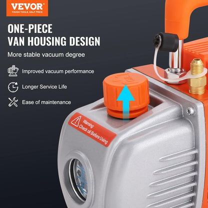 VEVOR Eentraps vacuümpompset, snelheid: 1440 omw/min, inhoud vacuümkamer 19 l, pompset met vacuümkamer, glazen deksel, vermogen 150 W, afmetingen 29 x 12 x 22 cm, luchtverplaatsing 100 l/min