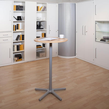 Maul Statafel 9323102, hoogte 110 cm, aluminium standaard, rond tafelblad van hout, Ø 60 cm, wit