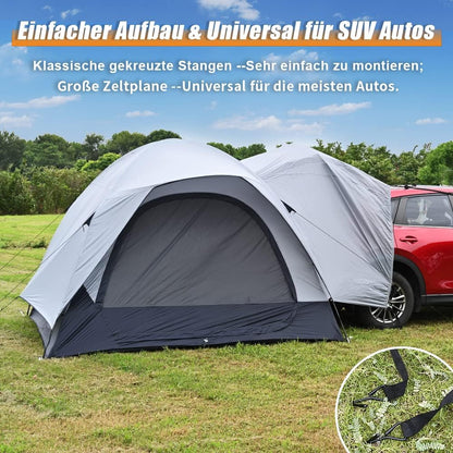 TOMOUNT Achtertent Waterdicht Auto Camping Tent, 3 x 3 x 2,1 m, 4 Personen Familietent Koepeltent voor Trekking, Camping, Outdoor, Hiking