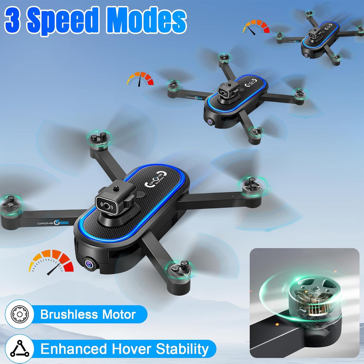 Drone met camera, 1080P, drone-camera met 4,5 inch lcd-display, 2 batterijen, motor zonder weegschaal, optische stroom, FPV-drone RC quadricopter voor beginners