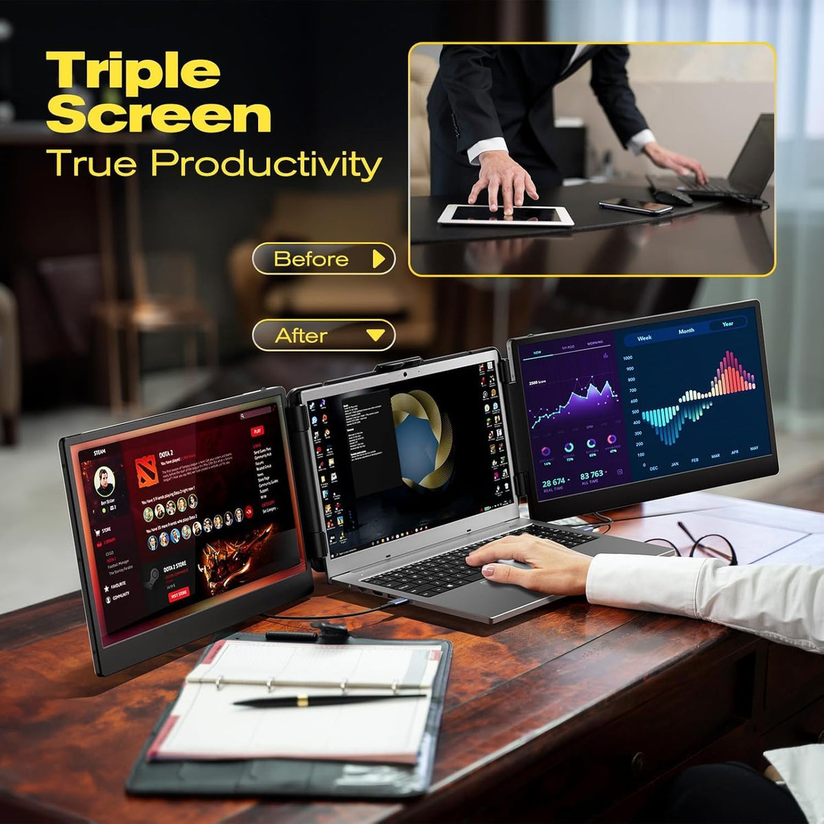 <font dir="auto" style="vertical-align: inherit;"><font dir="auto" style="vertical-align: inherit;">        KEFEYA Laptop Screen Extender, 14" FHD 1080P IPS Portable Monitor, Triple Monitor for 13"-17.3", Work for Windows/Mac/Chrome        </font></font>