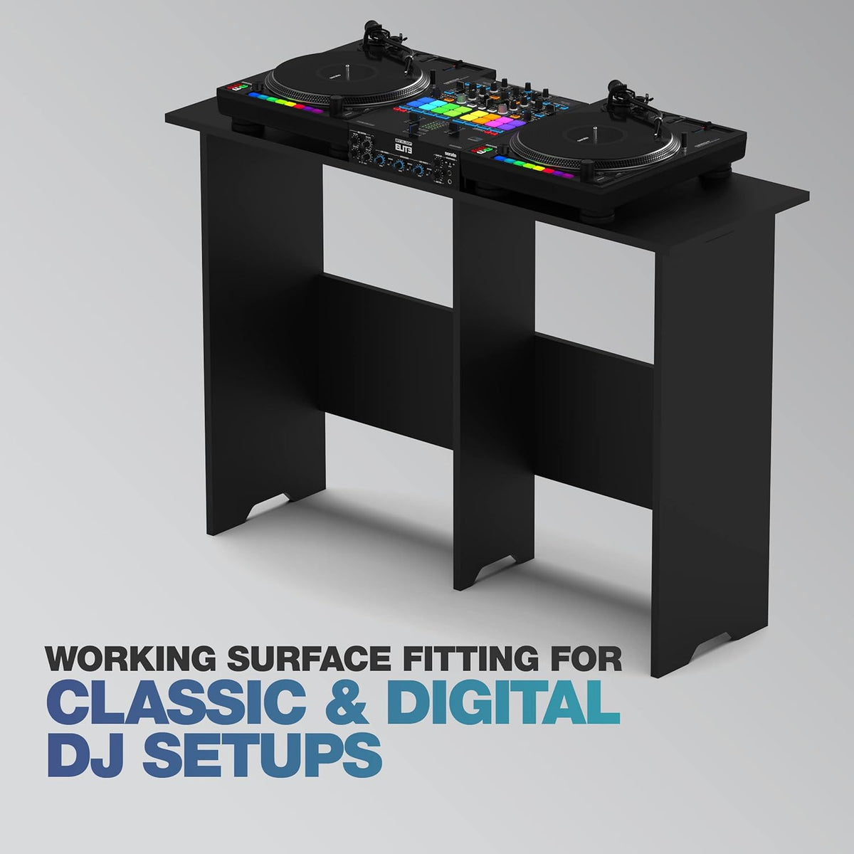 Glorious Mix Station 2: voor 2 platenspelers of cd-spelers, 1 mengpaneel tot een breedte van 14 inch of een DJ-controller met laptop, kabeluitlaten aan de voorkant en de zijplaten