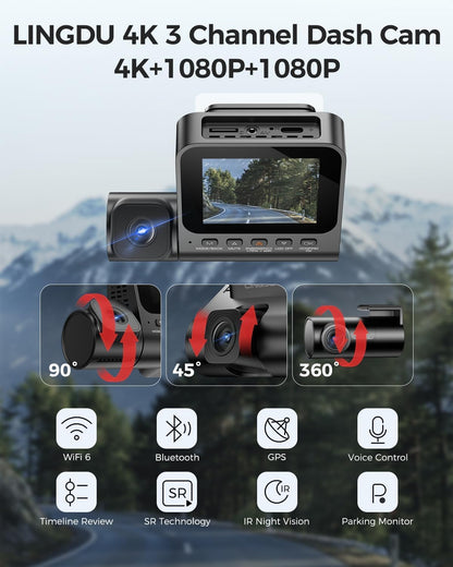 Dashcam Voor En Achter – Autocamera, Dashboardcamera, Mini Dashcam, Verborgen Dashcam – 4K Voor + 1080p Achter – 24 Uur Buffer Parkeermodus