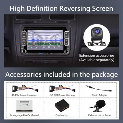 Linux Autoradio met 7 inch scherm voor Golf 5 6 VW Polo T5 Passat Touran Seat met navigatie, FM/AM, Apple CarPlay, Android Auto, stuurbediening, 2Din Dab auto radio met touchscreen