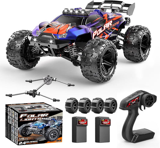 Op Afstand Bestuurbare Auto 1:14 – RC Auto – Monstertruck – 4WD Auto – Offroad Auto – Snelle 4WD RC Auto 40 km/u – Waterdicht met 2 Oplaadbare 1300mAh Batterijen