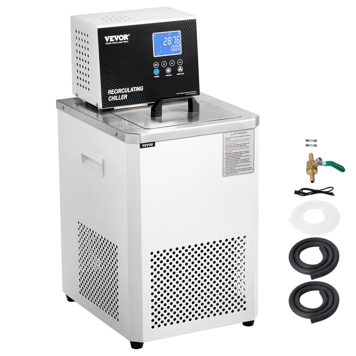 Laboratoriumkoeler – Circulatiekoeler – Koelcirculator – Waterkoeler – Koelmachine – 6L 304 Roestvrij Staal – Temperatuurbereik -5 Tot 100 °C Met LCD-Display