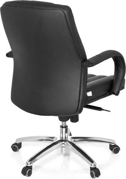 hjh OFFICE 724250 XXL G 100 managersstoel, kunstleer, zwart, bureaustoel, draaistoel gevoerd, lage rugleuning, tot 150 kg belastbaar