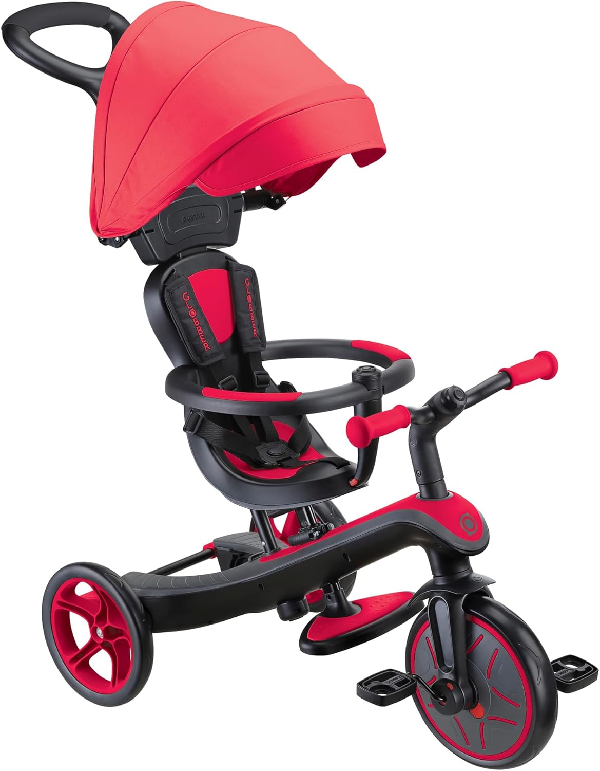 Globber - Explorer 4-in-1 driewieler - schaalbare driewieler en loopfiets voor peuters van 10 maanden tot 5 jaar, rood
