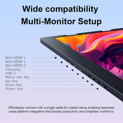 VSDISPLAY 15,6" 1080P FHD IPS Triple-Laptop-beeldscherm-verlenger, quad-monitor-compatibel voor Windows/Mac van 13,6 - 17 inch