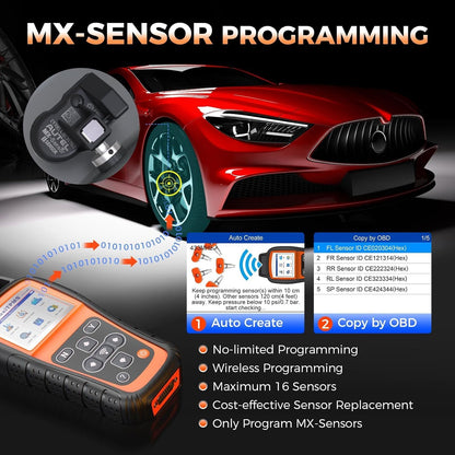 TPMS Tool – Banden Sensor Tester – TPMS Programmer – Banden Spanning Monitor – TPMS Resetter – Ondersteunt MX-Sensoren 315/433 MHz – Gratis Levenslange Wifi Updates - QUORE