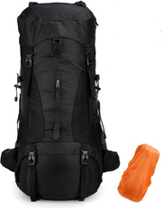 Wandelrugzak - Kampeertas - Trekking rugzak - Camping Essentials Tas - met Regenhoes - 70L - Lichtgewicht - Waterdichte - Nylon - Zwart