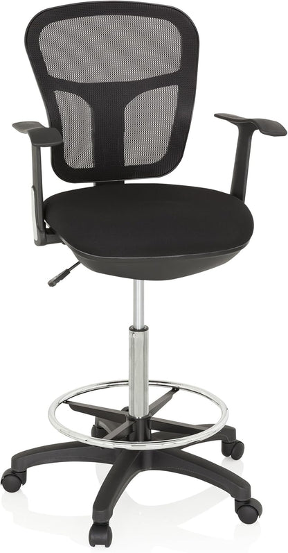 HJH OFFICE 760008 werkstoel TOP Work 108 netstof zwart ergonomische stoel met ring voetsteun
