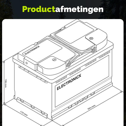Electronicx GEL Accu 12V 140Ah – Deep Cycle 140Ah onderhoudsvrij voor camper, caravan, boot, tuinhuis, off-grid zonnepaneel, energieopslag – 393×175×190 mm – GEL serviceaccu