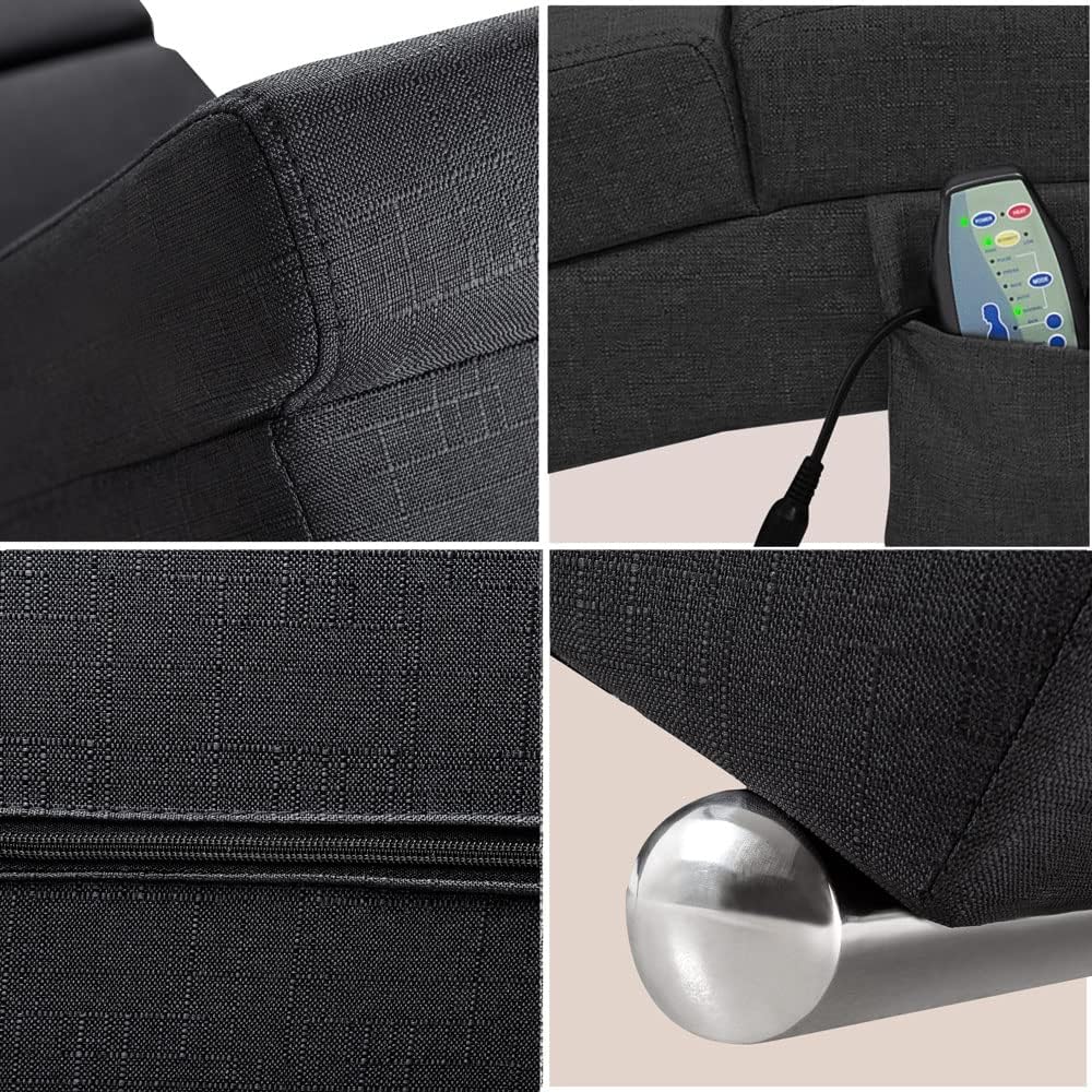 Casaria Relax Chair XXL Massage and Heating Function 186x89x55 cm Ergonomic Fabric Upholstered 180 kg Loadable Living Room Chaise Longue Relax Chair Anthracite - QUORE