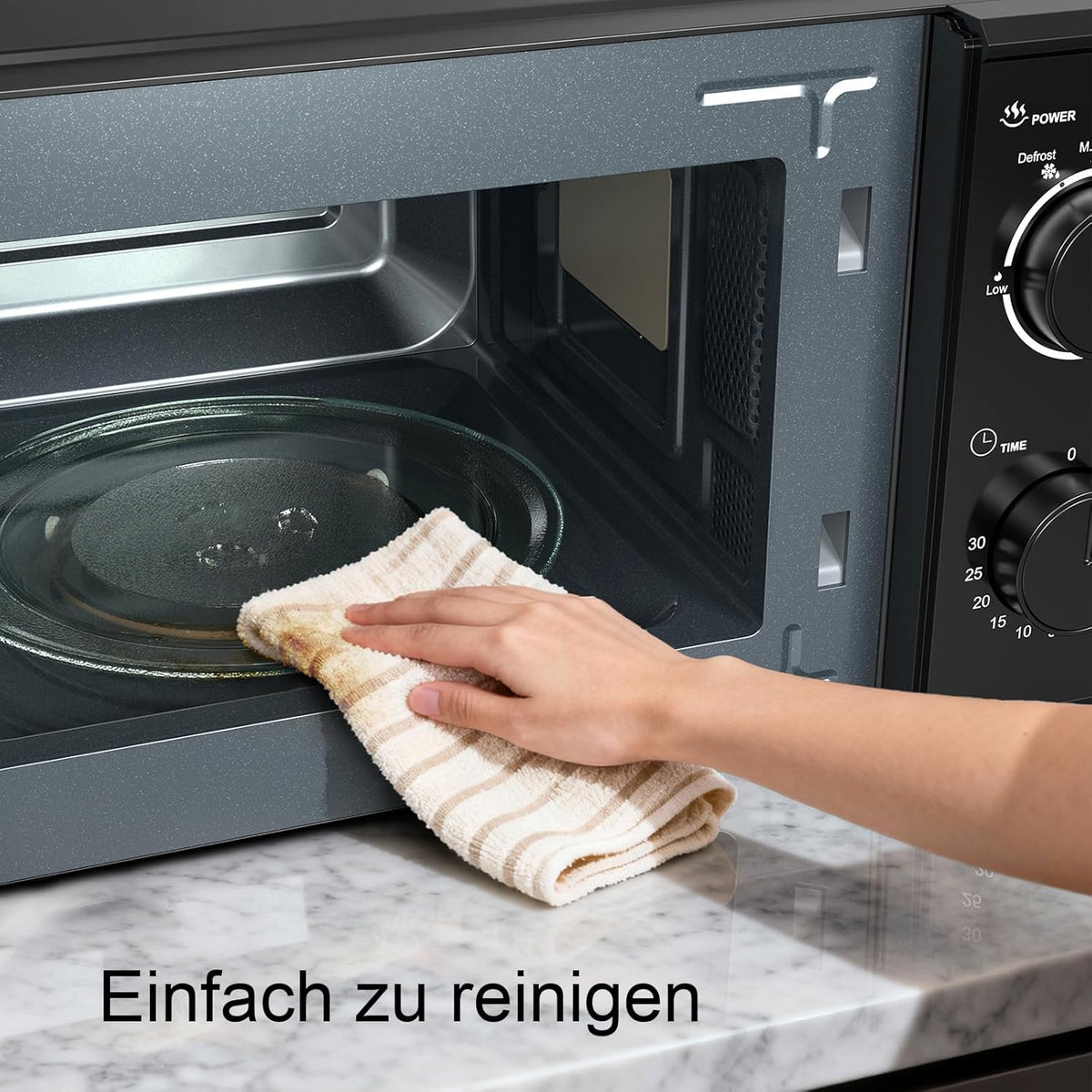 Galanz Solo-magnetron 20 l P70T20L-VB, 700 W magnetron met 6 standen, 0 tot 30 minuten timer, eenvoudige reiniging met glazen draaiplaat (zwart)