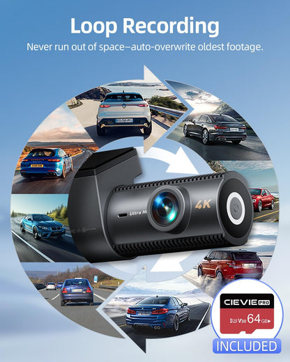 Dashcam Voor En Achter – Autocamera – Dashboardcamera – Auto Camera – Dubbele Lens Dashcam – 4K Frontcamera + 1080P Achtercamera – 5 GHz Wifi En App-Bediening