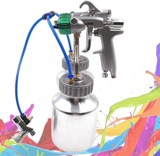 Dubbele Hoofd Drukvoedings Verfspuitpistool – Verfspuit – Spuitpistool – Pneumatisch Spuitapparaat – Schildermachine – Roestvrijstalen Onderdelen – 1,3 mm Mondstuk – Luchtverbruik 8-12 cfm