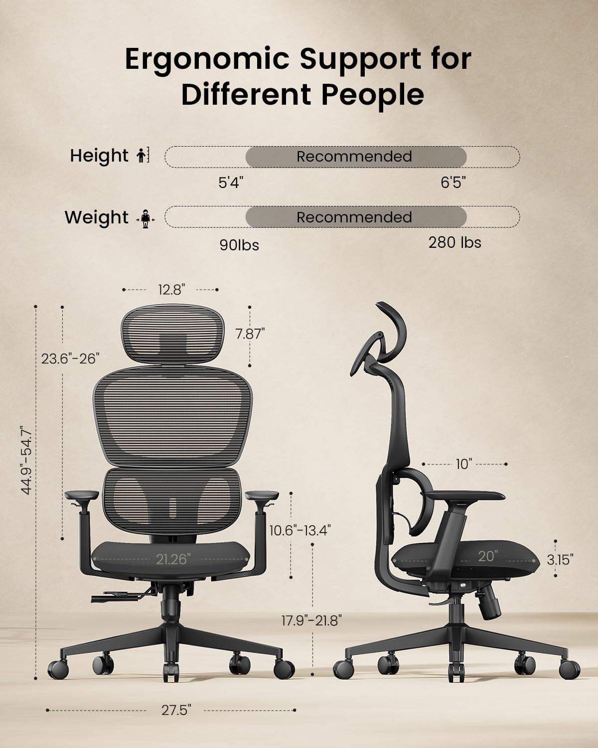 ProtoArc EC300 Ergonomische bureaustoel