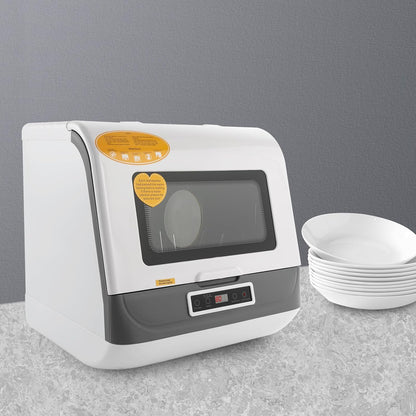 Portable dishwasher, table dishwasher, mini dishwasher, saves a lot of water, multiple cleaning modes, ready to use, suitable for small homes, families, boats (white)