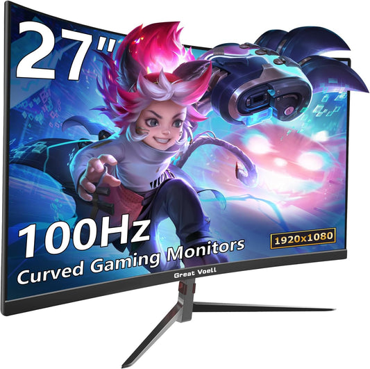 27 inch monitor, 100 Hz, Full HD (1080p), anti-flikkering, sRGB 100%, HDR, HDMI & DP, monitor pc-scherm, zwart