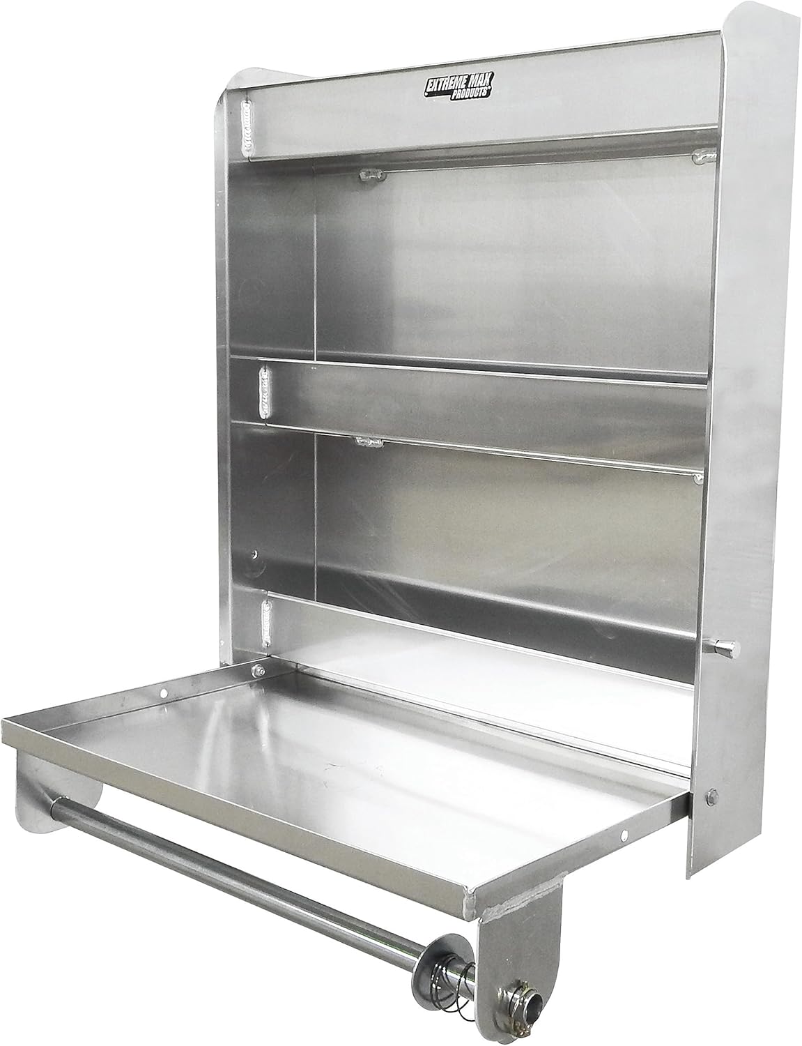 Extreme Max 5001.6049 Aluminium Stationskast Flip-Out Werklade met Papier Handdoekenrek Organizer voor Afgesloten Race Trailer Winkel Garage Opslag