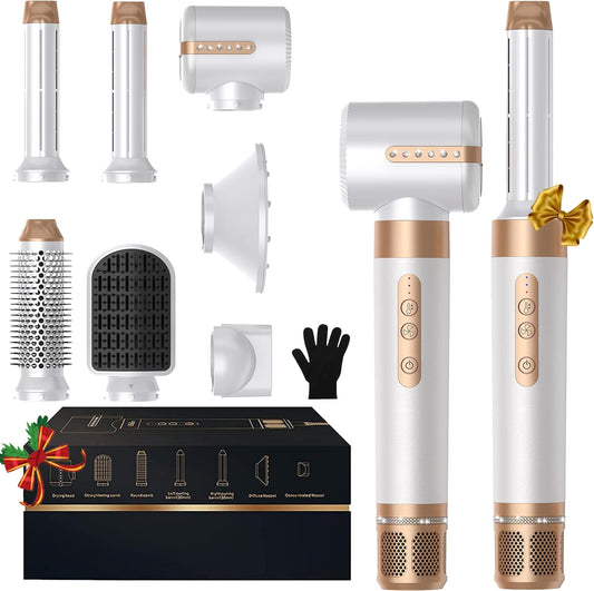 Haarföhn airstyler UKLISS haarstyler & ionen-haardroger Pro7 in 1, haarstyler set met airflow krulborstel, automatisch, ronde borstelföhn, airbrush haarstyler, thermische borstel, multistyler