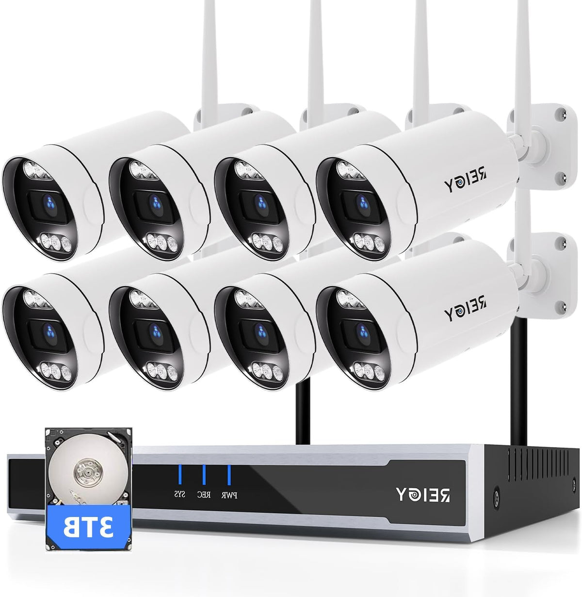 5MP Bewakingscamera Systeem – CCTV Beveiligingscamera – Draadloos Camerasysteem – Outdoor Camera Set – Videobewaking – Spotlight Nachtzicht – 3TB Opslag