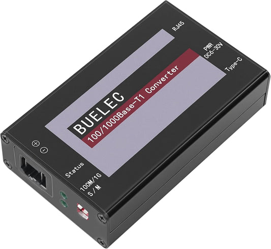 100/1000Base-T1-TX-TE Automobiel Ethernet Media Converter - 100/1000BASE-T1 naar TX-Adapter, Marvell 88Q2112 & Realtek RTL8211FI Phy, MATENET-connector, Industriële GradeType-C/DC-voeding