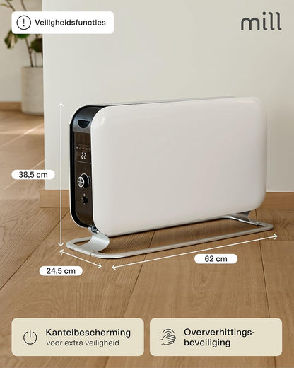 Mill Instant Max Convector Kachel 2200W – krachtige en stille elektrische verwarming voor 26–30 m², snelle opwarming, met LED en timer – elektrische kachel, electric heater, radiator Noors design
