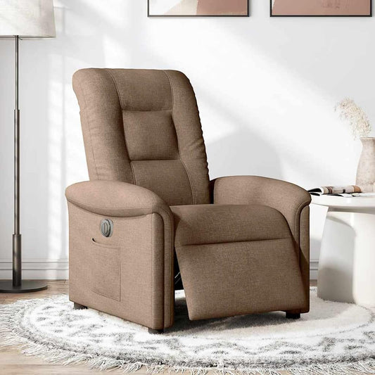 Gecheer Relax Chair Electric Brown Fabric, Recliner Chair Television Chair Reading Chair for Living Room Bedroom Reading Corner Guest Room 3303238
