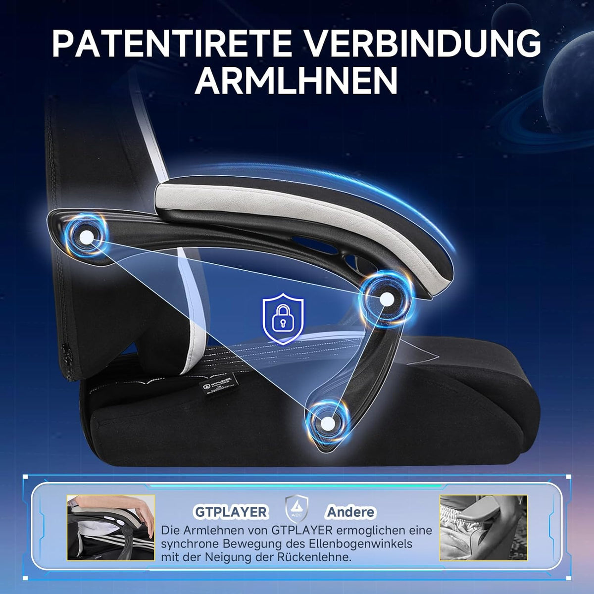Gamingstoel – Gamestoel – Bureaustoel – PC Stoel – Ergonomische Stoel – Ademend Textiel – Verstelbare Rugleuning Tot 150° – Zwarte Stoffering