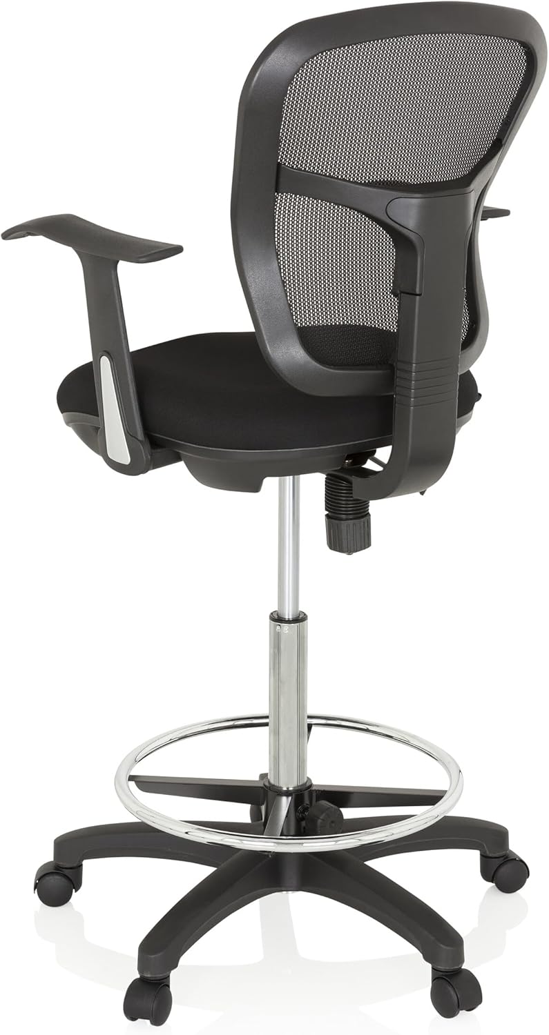 HJH OFFICE 760008 werkstoel TOP Work 108 netstof zwart ergonomische stoel met ring voetsteun