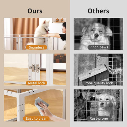Doorzichtige acryl hondenspeelbox voor binnen - 130 cm 10 panelen huisdierbox voor kleine honden en katten, buitengebruik met deur, eenvoudig te monteren en schoon te maken (wit-08, 23 inch, 8 panelen