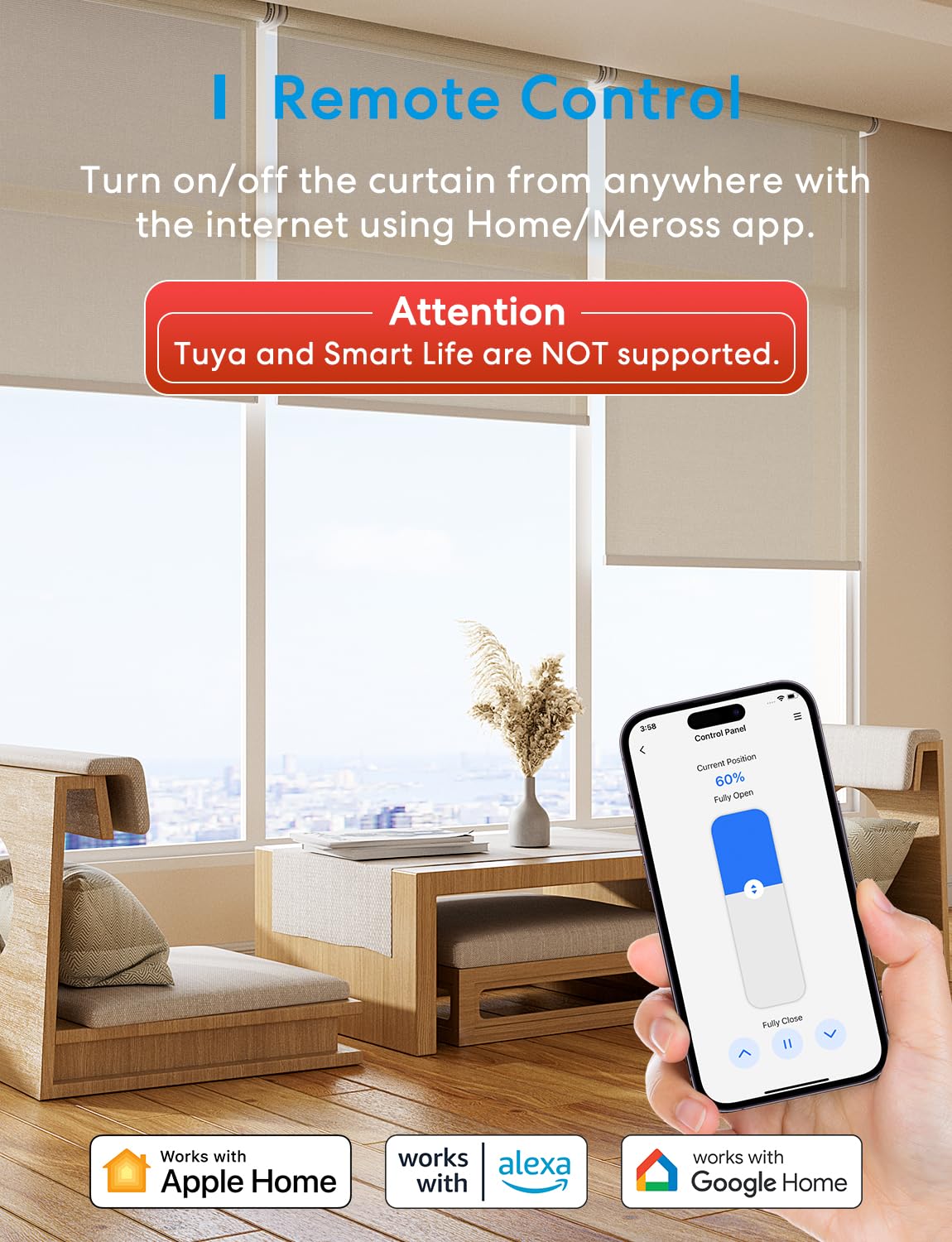 Meross Matte wifi-rolluikschakelaar, compatibel met Apple HomeKit Siri, Alexa, Google Assistant en SmartThings, WiFi Smart rolluiken (neutrale draad vereist), 4 stuks