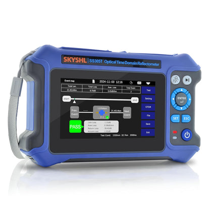 1310nm/28dB+1550nm/26dB SM Glasvezel OTDR met OPM+10G OPM+OLS+VFL+Evenementen Kaart+Optische Verliestest+Multi-vezel Testen+RJ45-test Vezeltester Compatibel met APC&UPC SC+FC+ST+LC-SS305T-2A1